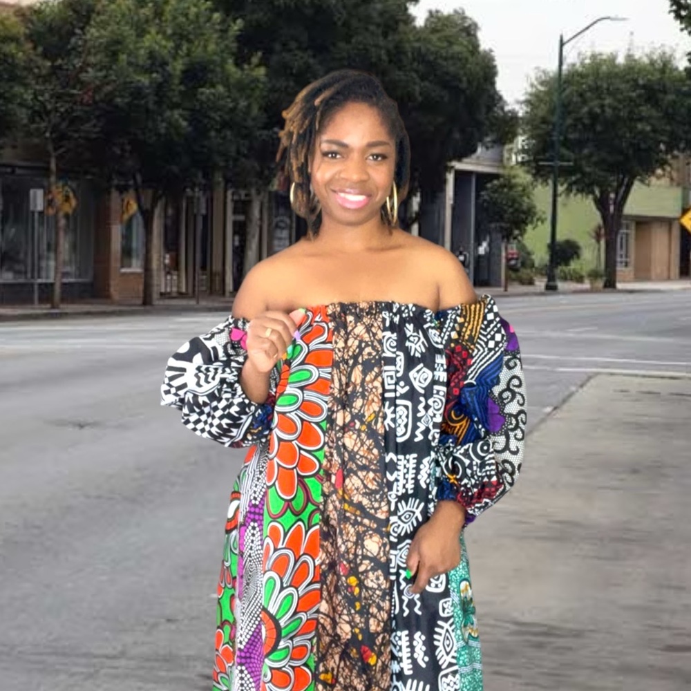 Multicolor Off-Shoulder Dress - Picture 2 of 10